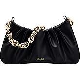 JOLLQUE Shoulder Bag for Women,Small Leather Dumpling Bags Handbag Purse,Gold Chain Evening Clutch Purses