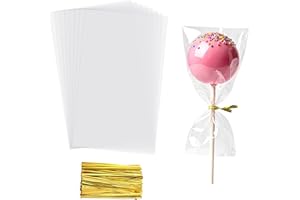 Cake Pop Bags, 3x5 Inches Clear Cellophane Lollipop Bags With Twist Ties,100 Pcs