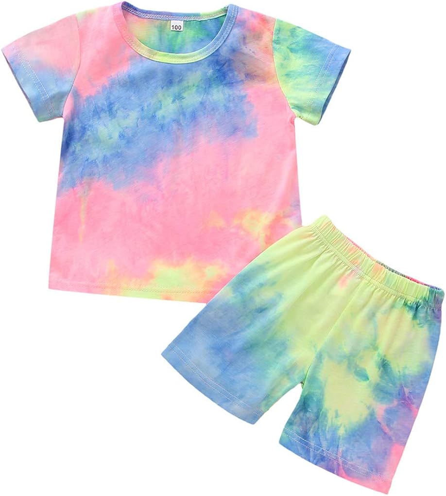 2PCS Toddler Kids Girls Summer Clothes Set TieDye Print