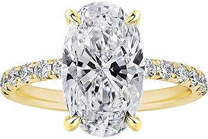 RURULUYA 3.5CT Oval Cut Engagement Rings for Women,Simulated Diamond Ring,925 Sterling Silver 18K Yellow/White Gold Plated Promise Ring
