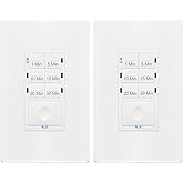 ENERLITES Countdown Timer Switch for bathroom fans and household lights, 1-5-10-15-20-30 Min Settings with Manual Override, Always On Blue LED, Neutral Wire Required, UL Listed, HET06A, White, 2 Pack
