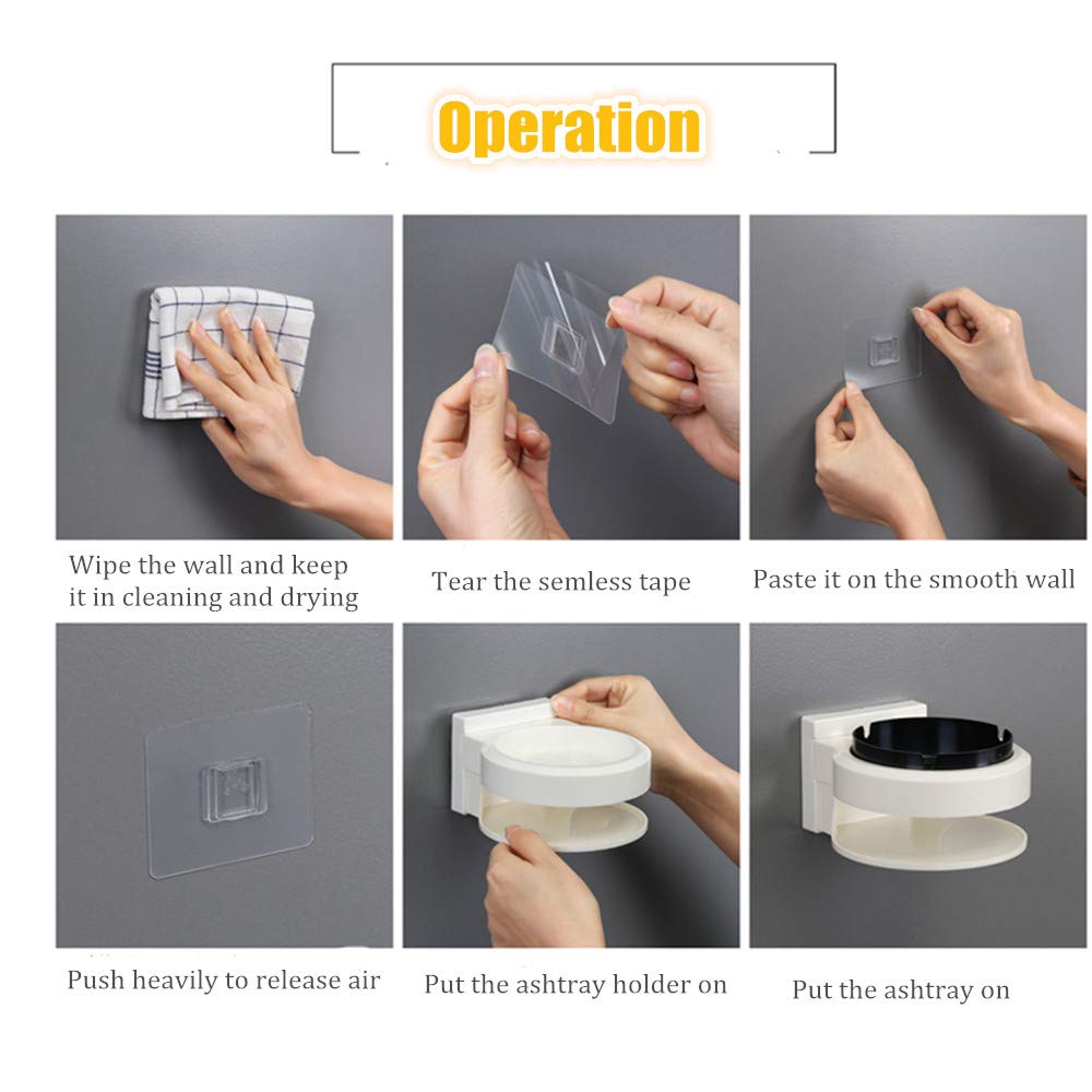 VSTYLE Cigarettes Ashtray, Stainless Steel Wall Mounted Indoor Ashtray Hanging Tray Punch-Free Suction Cup with Smoker Container for Bathroom Toilet Porch Hotel Hallway Kitchen