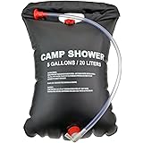 OUSPOTS Camp Shower Pipe Bag Solar Energy Heated Portable Shower PVC Water Bag with On/ Off Nozzle for Outdoor Camping, Hiking, Traveling, Backpacking 5 Gallon/20 Litre