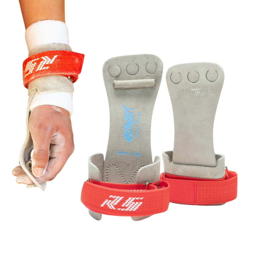 Reisport mens Large Men s High Bar Grips Velcro, Red, Large 3 US