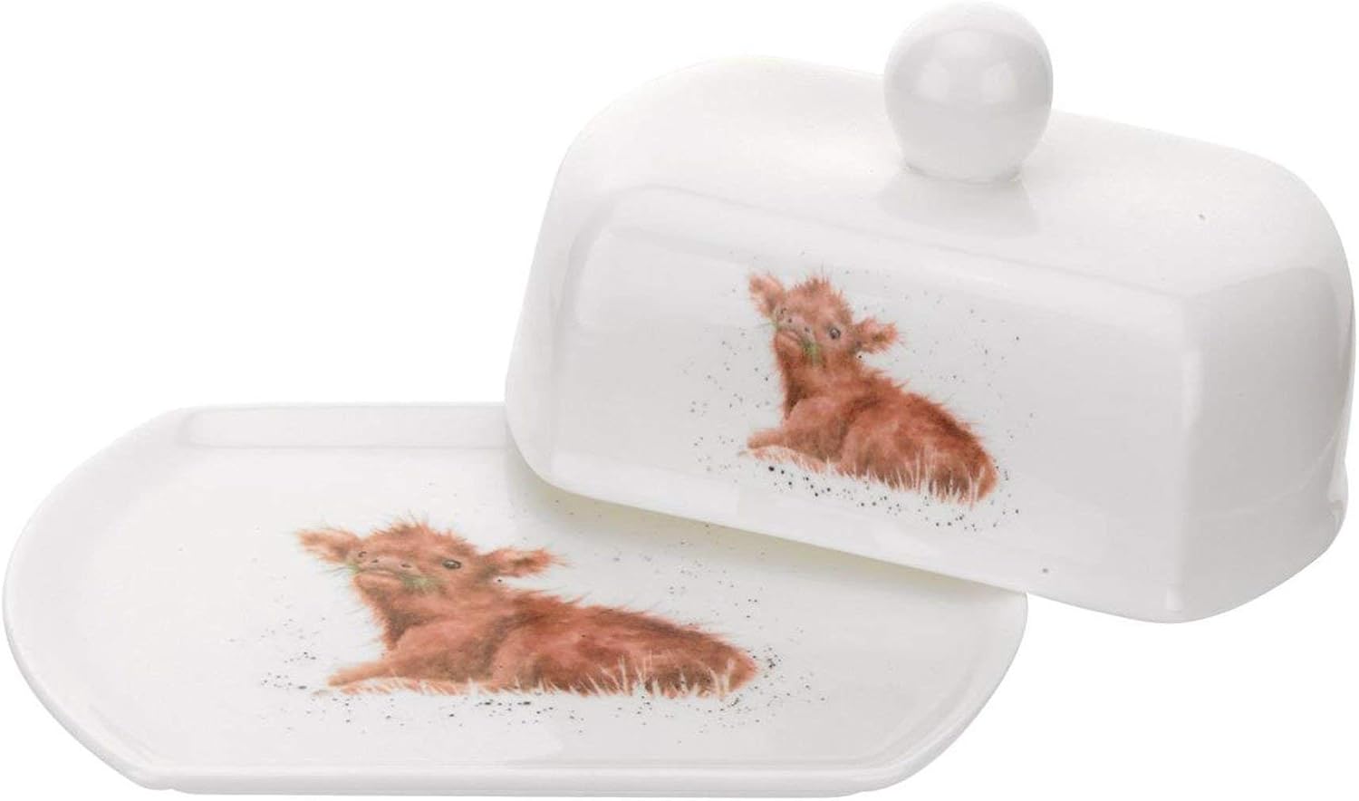 Wrendale by Royal Worcester Covered Butter Dish Calf, MultiColour