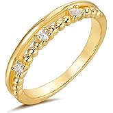 MTMY 14K Gold Plated Rings for Women Dainty Stacking Ring Statement Ring Eternity Bands Jewelry Size 6 to 8