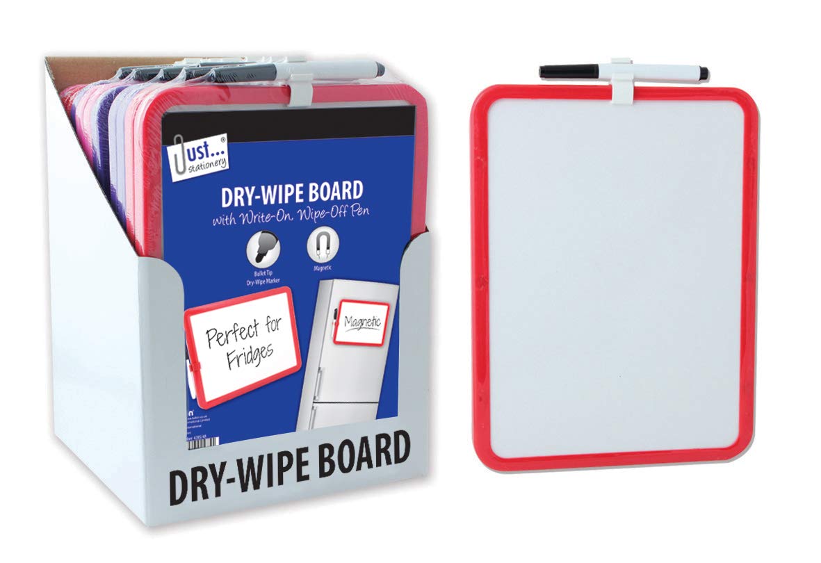 Just Stationery A4 Magnetic Dry Wipe Board - Assorted Colours