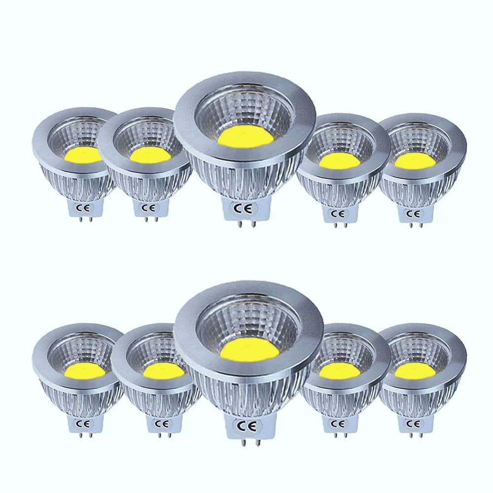 OUKAIDE 10 Pcs 6W MR16 LED Light Bulbs Cool White 6000K Spotlight MR16 60W Equivalent, Energy Saving MR16 600LM AC 85-265V Non Dimmable Space Aluminum Material