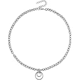 Sacina Silver-tone O-Ring Chunky Chain Choker, Gothic Emo Punk Grunge Necklace, Goth Jewelry, Christmas Jewelry Gift for Women