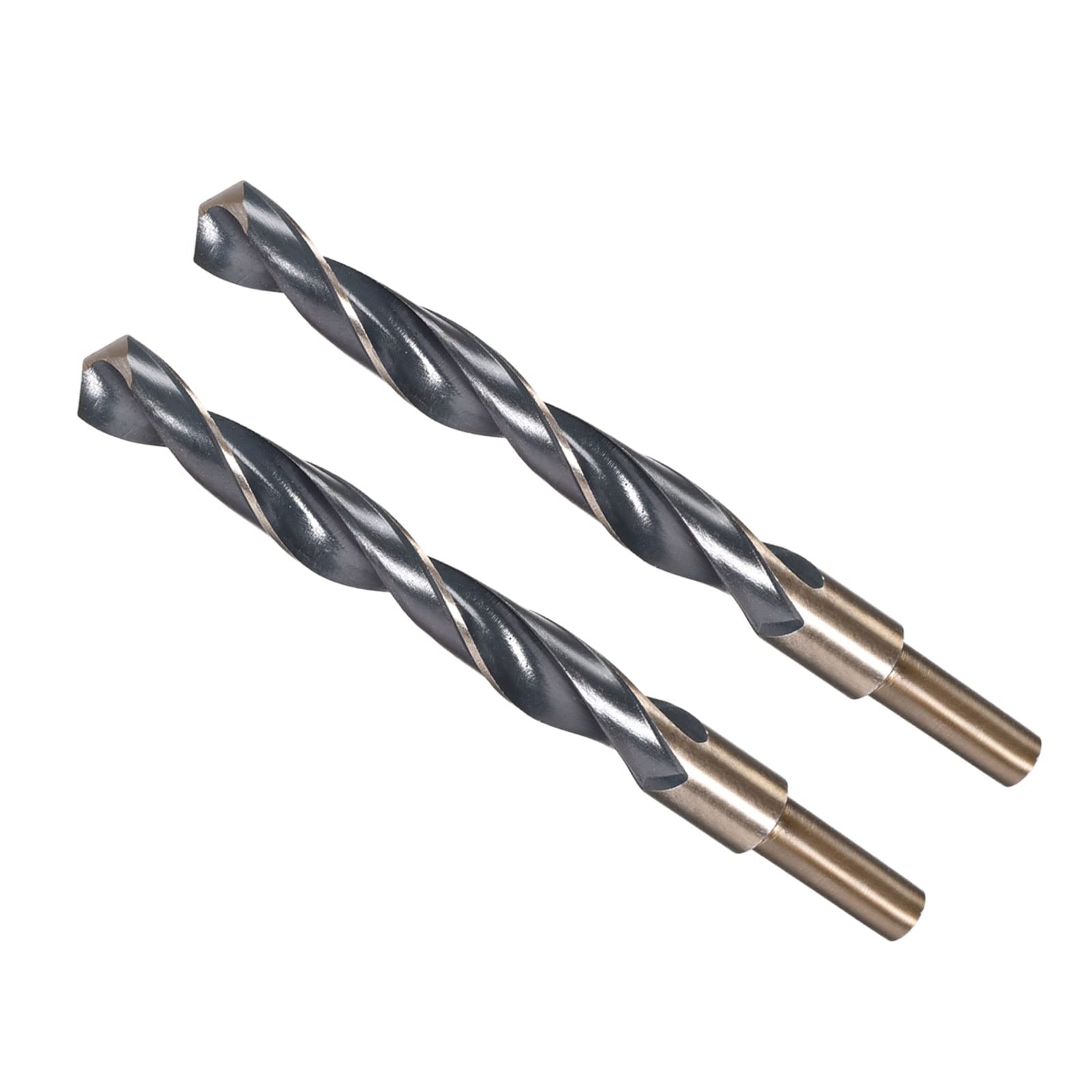 CoCud Twist Drill Bits, 14mm Cutting Edge, Titanium & Nitride Coated High Speed Steel 4341 Round Shank - (Applications: for Stainless Steel Drilling Machine), 2-Pieces — image 1