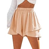 YOCUR Womens Flowy Casual Shorts Boho Simple Ruffle Tiered Skorts High Waist Wide Leg Loose Beach Vacation Cute Shorts