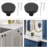 WAenZeeNH 4x 30mm Round Flat Black Cabinet Knobs Drawer Pulls Aluminum Alloy view 5