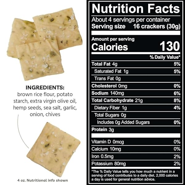 EVERY BODY EAT SNACK CRACKER THINS, CHIVE & GARLIC – GLUTEN FREE, VEGAN, DAIRY FREE, AND SEED OIL FREE, 4OZ