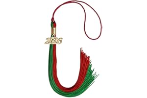 Endea Graduation Double Color Tassel with Gold Date Drop (Green/Red, 2026)