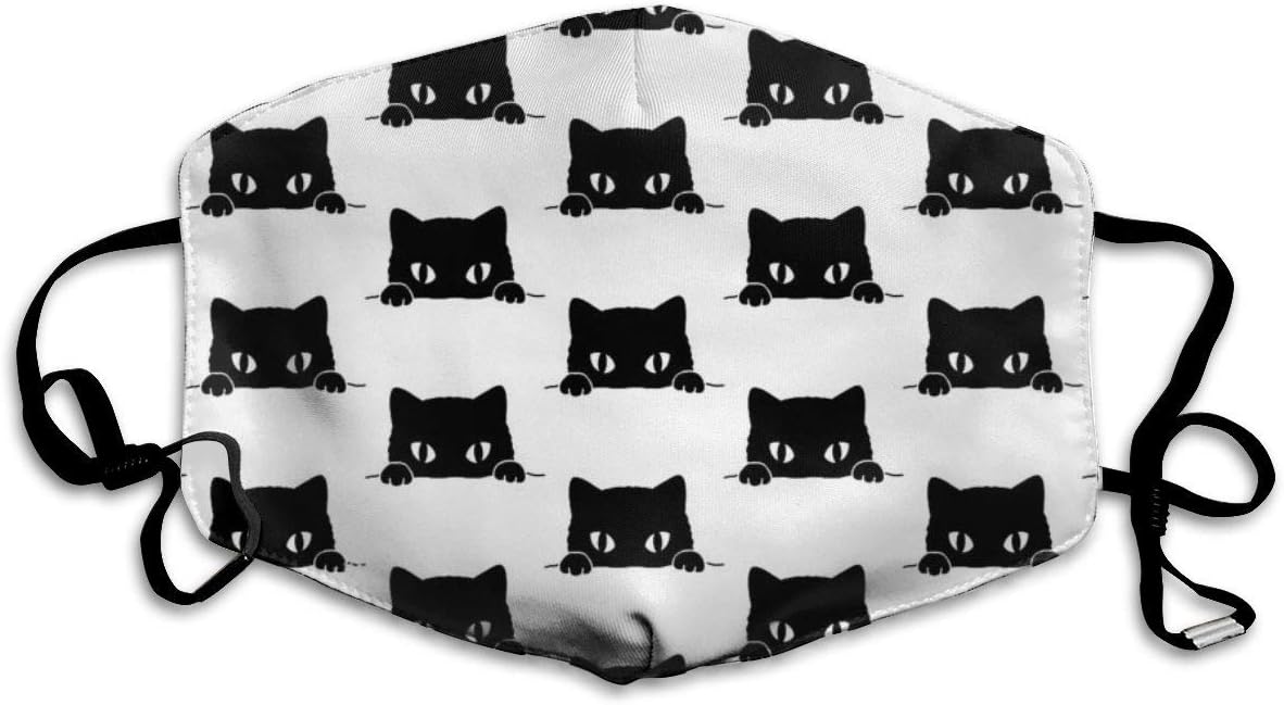 Dust Mask Black Cats Washable and Reusable Fashion Face Mouth Mask for Men Women Protective Breath Safety Warm Windproof
