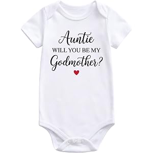 WFHCKT Will You Be My Godmother Proposal Baby Bodysuit Auntie Godparents Newborn Infant Clothes Unisex White