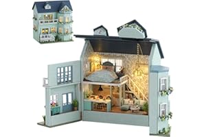 MONTIDEY DIY Miniature Wooden Dollhouse Furniture Kit,Mini Handmade Doll House with LED,1:24 Scale Creative Woodcrafts Toys for Adult Friend Lover Birthday Gift (Homely House)
