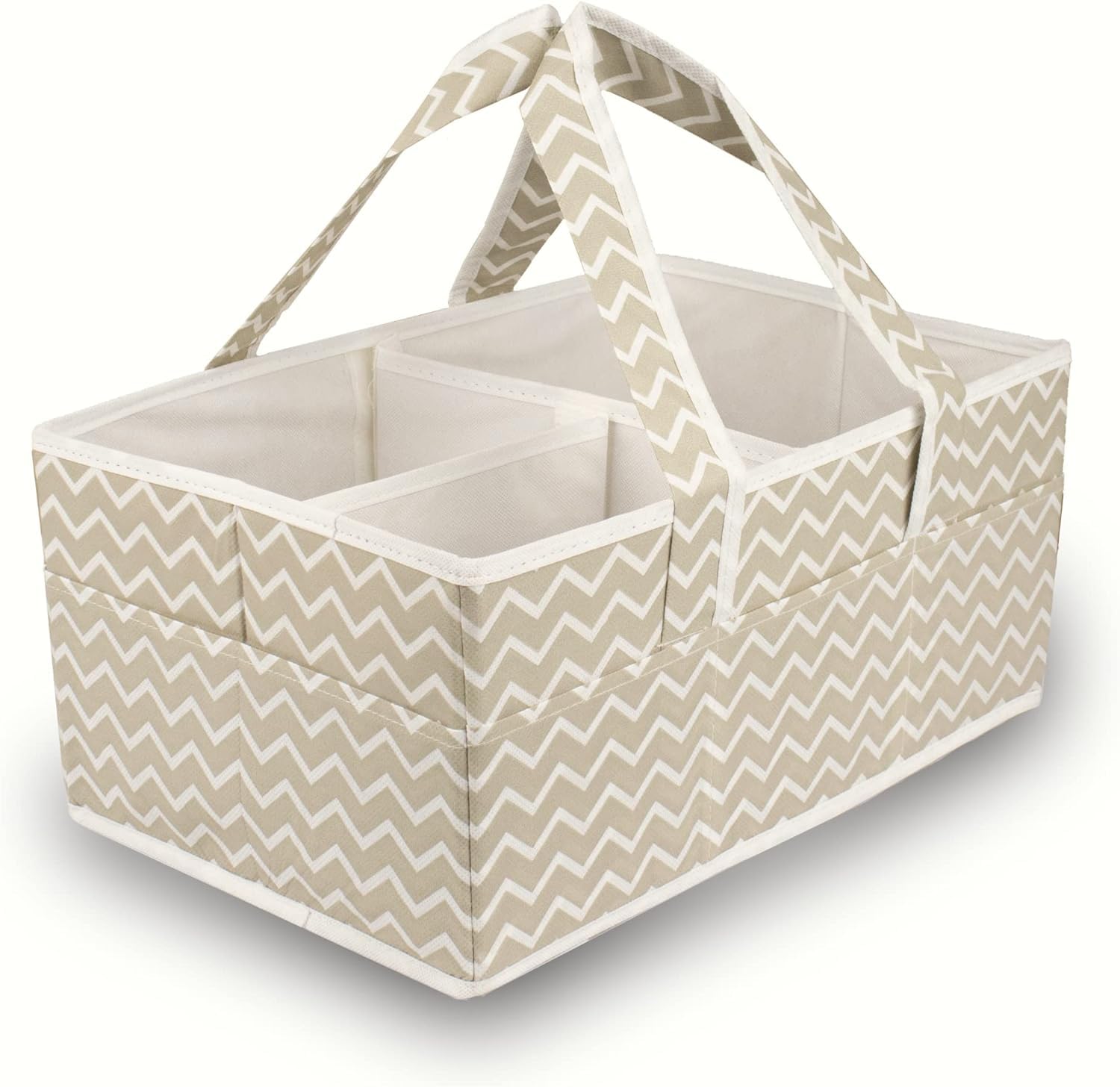 EKODE™ Baby Nappy Caddy Organiser - Nappy caddy basket for Baby Essentials and Car Caddy Organiser Changing Basket to keep all baby needs on the go: Toys, Diapers, Clothes, Bottles (Stripe)
