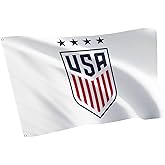 Desert Cactus US Soccer Flag USWNT United States Women's National Team 100% Polyester Indoor Outdoor 3x5 feet Officially Licensed Gear (White, USA Soccer - D)