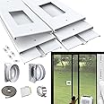 Gulrear 95" Sliding Door AC Vent Kit for Dual Hose Portable Air Conditioner with Security Lock & 2 weather strippings Energy Saving Airtight Universal 5.0/5.9"Hose Coupler Portable AC sliding door Kit