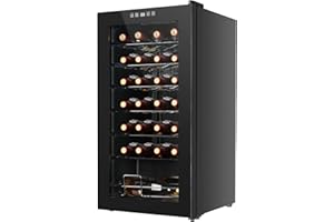 KUPPET 28 Bottle Wine Cooler, Counter Top Wine Cellar/Chiller with Digital Temperature Display, Compressor Freestanding Single Zone Refrigerator for Red and White Wines