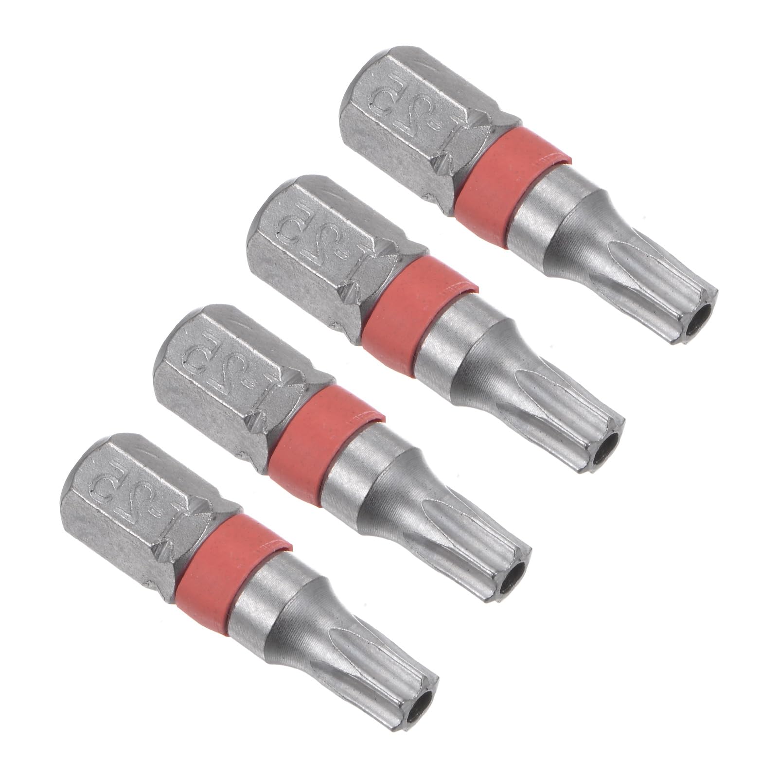 CoCud Magnetic Torx Screwdriver Bit, T25 25mm Length 1/4" Hex Shank, S2 Steel Star 6 Point Drill Driver Tamper Proof - (Applications: for Auto Repair), 4-Pieces