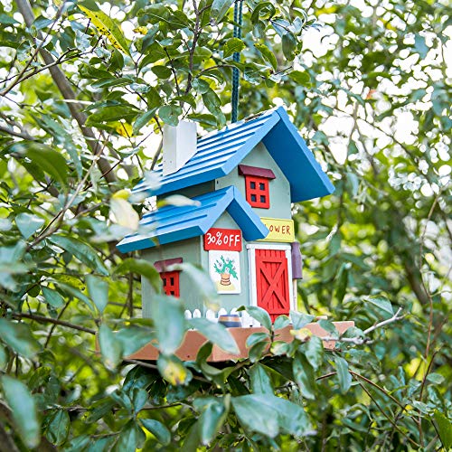 MEWANG Hanging Colourful Bird Feeder Garden Country Cottages Wooden Bird Feeder Height 9"