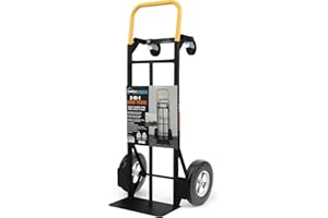 SIMPLI-MAGIC 2 in 1 Convertible Hand Truck and Dolly, 800LBS – Heavy-Duty Moving Dolly Cart with 10" Flat Free Rubber Wheels & Handle