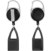 Fkewp 2PCS Retractable Lighter Leash, Anti-Lost Clip Holder, Black | Alloy Clasp &amp; ABS Shell, 23.6" Retractable Cord, Belt/Pocket/Backpack Clip, Compact Portable, Camping/Fishing/Hiking