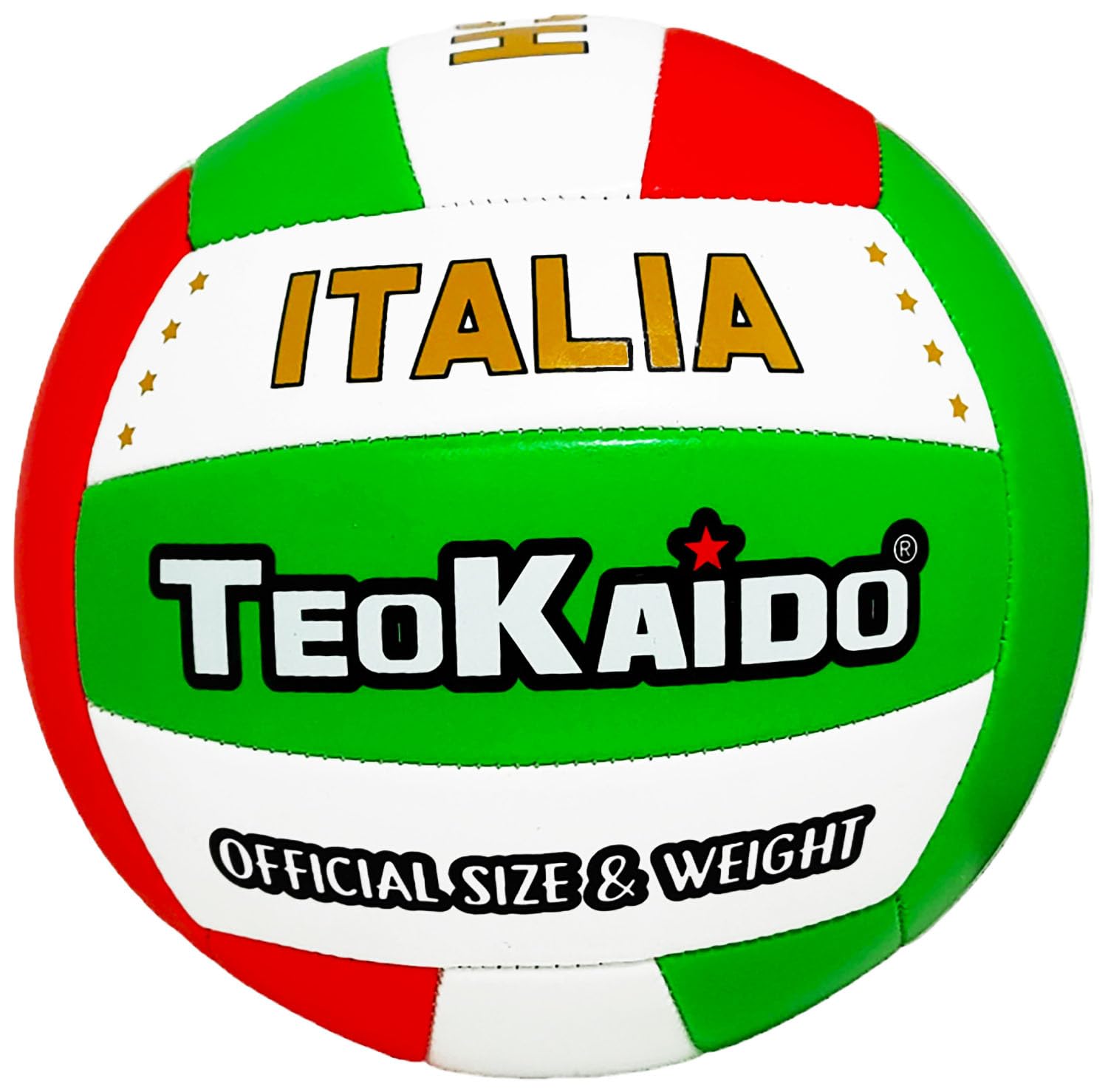 CUCUBA Volley Beach Volley Match Ball with Italian Tricolour Shield (White Red Green) for Training or Match Diameter 21 cm