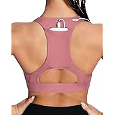 QUEENIEKE BareFlow Women's Sports Bras with Phone Pocket Medium Impact Padded Racerback Workout Gym Crop Top Running Yoga Bra