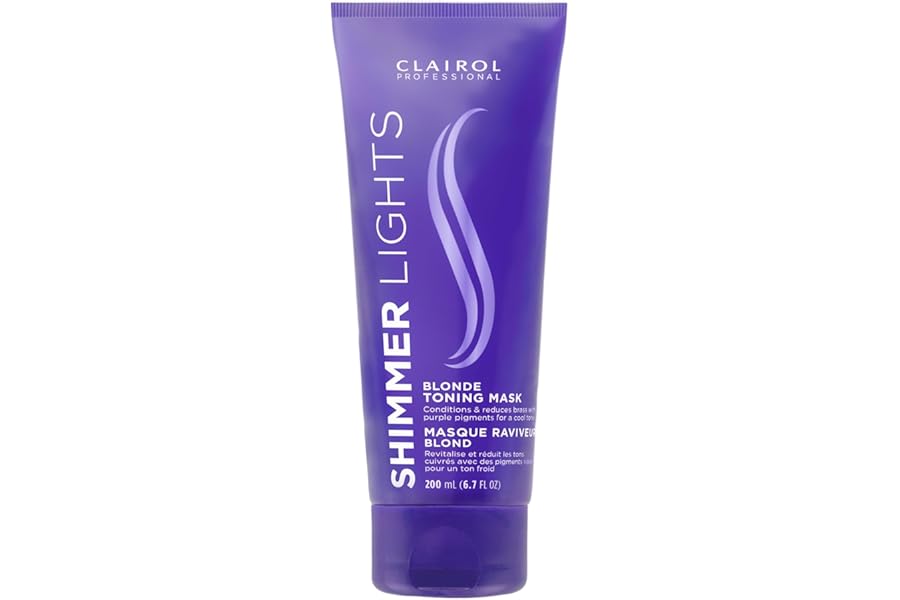 Clairol Professional Shimmer Lights Violet Toning Mask for Neutralizing Brassy Tones with Refreshing Blonde Hair Results