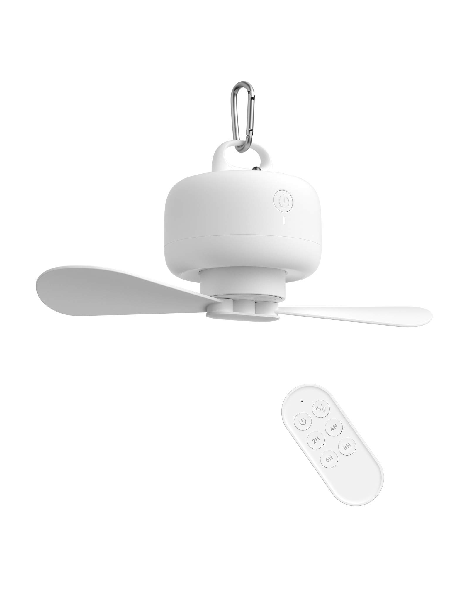 JISULIFE Camping Fan 8000mAh Battery Operated, Portable Tent Rechargeable with Remote Control, Detachable Fan-Blades, Hanging Hook, Timer, 4 Speeds for Outdoor Dorm-White