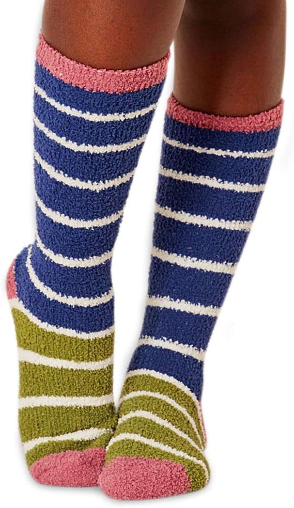 Willoemi women's fluffy socks in blue. Recycled polyester, made by Braintree
