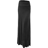 Made By Johnny Women's Solid Basic Lightweight Floor Length Flare Long Maxi Lounge Skirt (S~3XL)