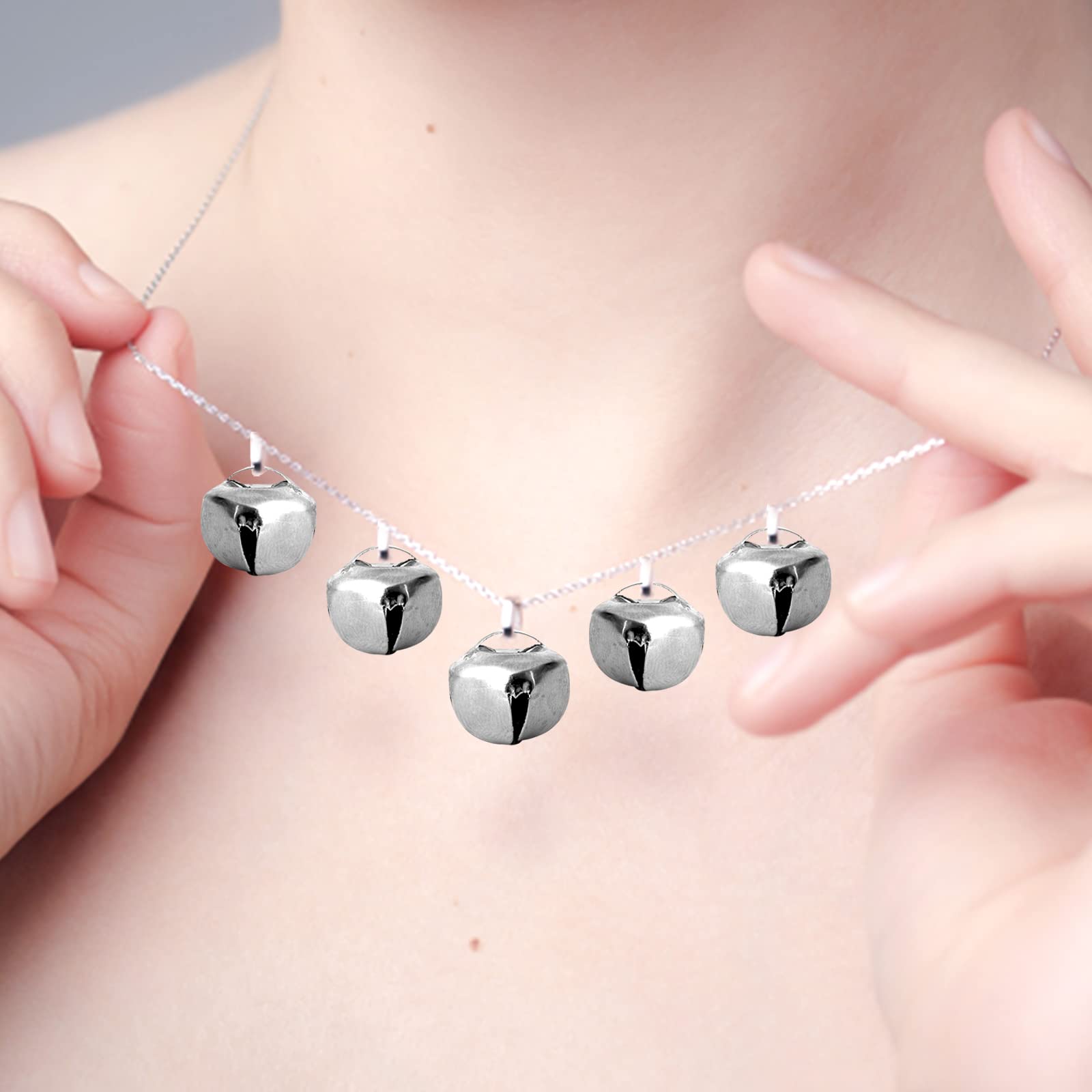 MCPINKY 170PCS Jingle Bells, Mini Bells for Crafting, for Gift Decorations, DIY Gift Bags, 0.5 Inch, Silver
