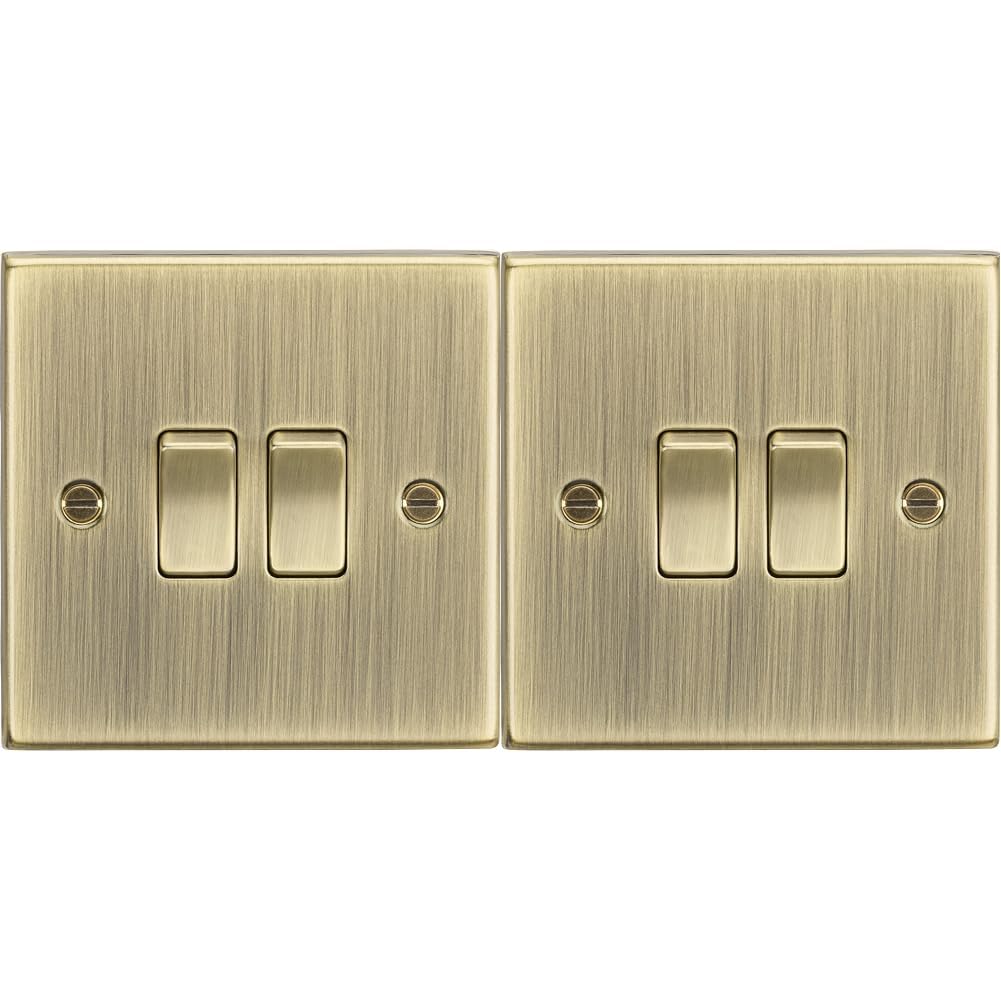 Knightsbridge CS3AB 10AX 2G 2 Way Plate Switch - Square Edge Antique Brass (Pack of 2)