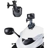 Motorcycle Windshield Clip Camera Mount, Quick Release Motorbike Windscreen Clamp for DJI Action 6/5/4/3, GoPro Mission 1 PRO, Hero 13/12/11/10, Insta360 Luna Ultra, Insta360 X5 X4, Xtra Muse