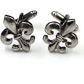 Cuff-Daddy Antiqued Silver Tone Fleur Di Lis New Orleans Cufflinks with Presentation Box