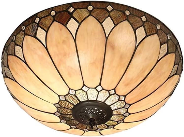 12Inch Modern Tiffany Style Ceiling Lights Flush Mount, Simple Pattern Ceiling Lamp, Stained Glass Shade Ceiling Lighting Fixtures for Living Room Bedroom Kitchen Bathroom