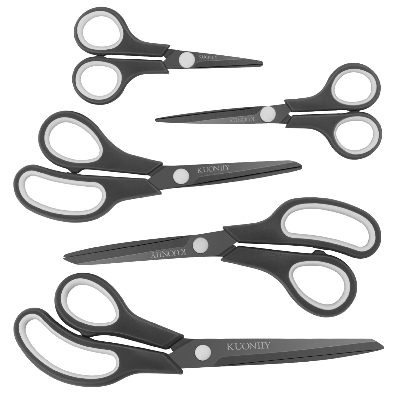 KUONIIY Scissors Ultra Sharp Titanium Coating Blades Soft Comfort-Grip Handles Multi-Purpose Scissors Set of 5