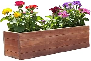 Handmade Cedar Wood Planter Box – Custom Small Indoor Outdoor Window Herb Box with Drainage Hole – Rustic Kitchen, Living Room, or Wedding Decor – Made in USA – Wood Flower or Plant Holder (18")