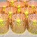Frux Home and Yard Votive Candle Holders - Flameless Tea Light Votive Wraps- 48 Gold Colored Laser Cut Decorative Wraps Flickering LED Battery Tealight Candles (not Included)
