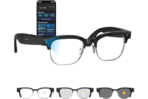 GENXENON AI Smart Glasses with Camera, 8MP Anti-Shake Camera Glasses for Men Women, 1080P Video Recording Sunglasses, GPT Identify Objects, AI Translation, 290mAh Bluetooth Audio Glasses for Travel/Work/Vlog