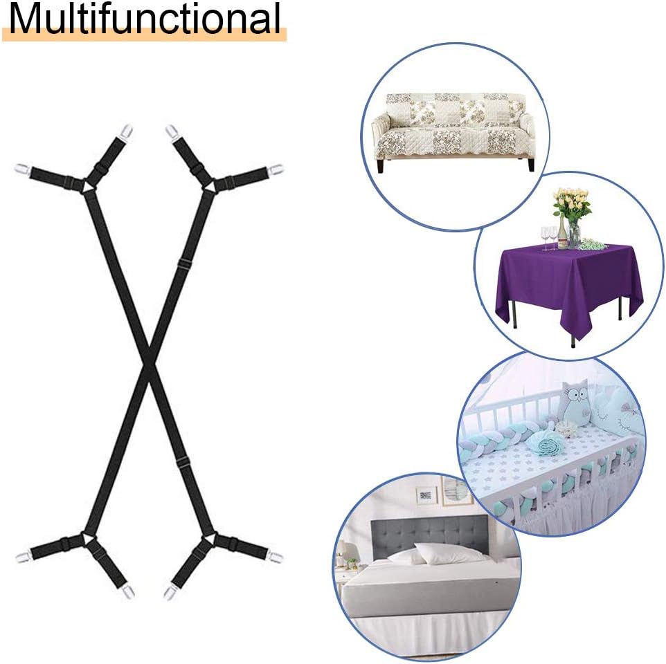QoeCycth Bed Sheet Holder Straps, 2Pcs Adjustable Crisscross Fitted Sheet Band Straps Grippers Suspenders, Triangle Elastic Mattress Cover Holder Fasteners for All Bed Sheets, Mattress Covers: Home & Kitchen