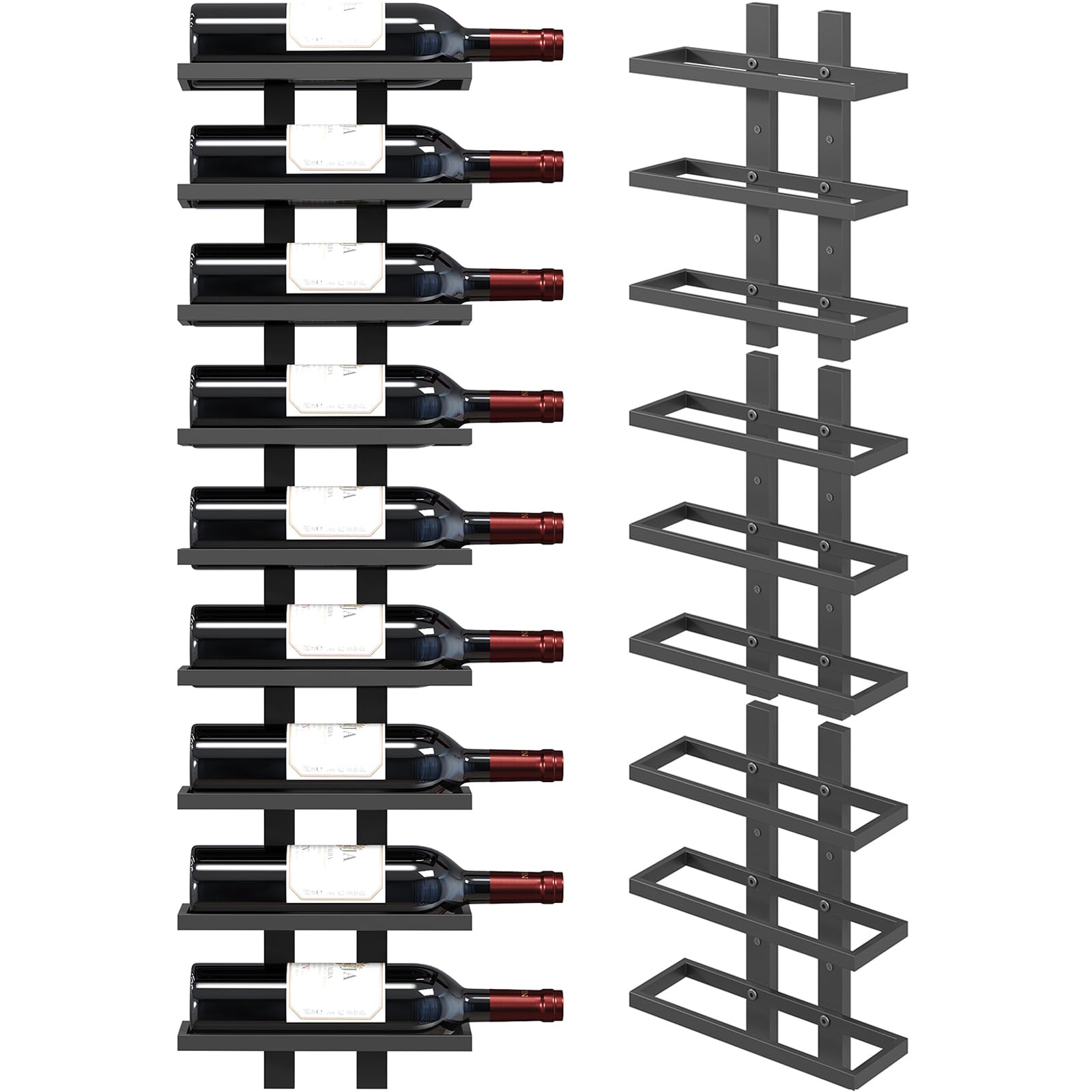 Photo 1 of Yzosvki 9 Bottle Wall Mount Wine Rack, Detachable Wall Mounted Wine Bottle Racks for Display and Storage, DIY Hanging Bottle Holder for Home Bar, Dining Room