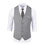 Bakerbear Men's Formal Light Gray Dress Vest - Slim