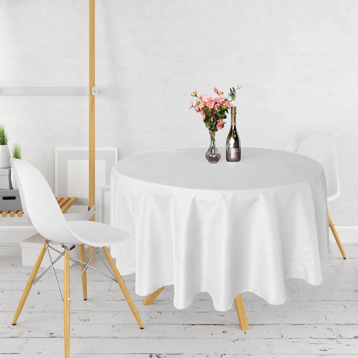 120 Inches Round Polyester Tablecloth Durable Fabric Circular Table Cover for Wedding Decorations Dinner Anniversary Birthday Parties Events, White, 1 Piece — image 1