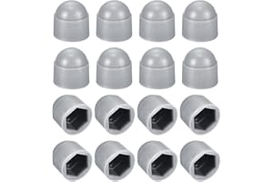 uxcell 50pcs Hex Nut Cover, M6 Grey Plastic Dome Nut Protection Cap Hex Bolt Nut Covers for Hexagon Screws, Bolts