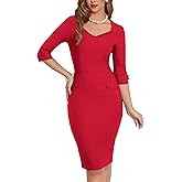 MUXXN Women's 60s Classy Sweetheart Neck Bandage Sheath Work Pencil Dress